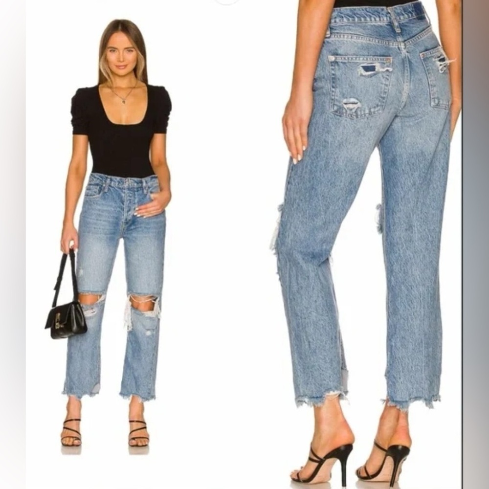 Free People Distressed Blue Jeans - Picture 5 of 5